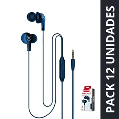 MAXELL - Pack 12 Audífonos In Ear Estéreo Con Microfono Azul