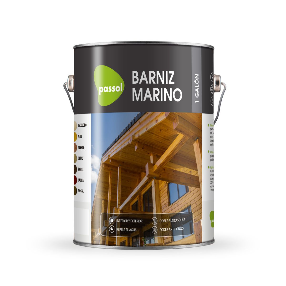 PASSOL - BARNIZ MARINO BRILLANTE 1 GL CAOBA