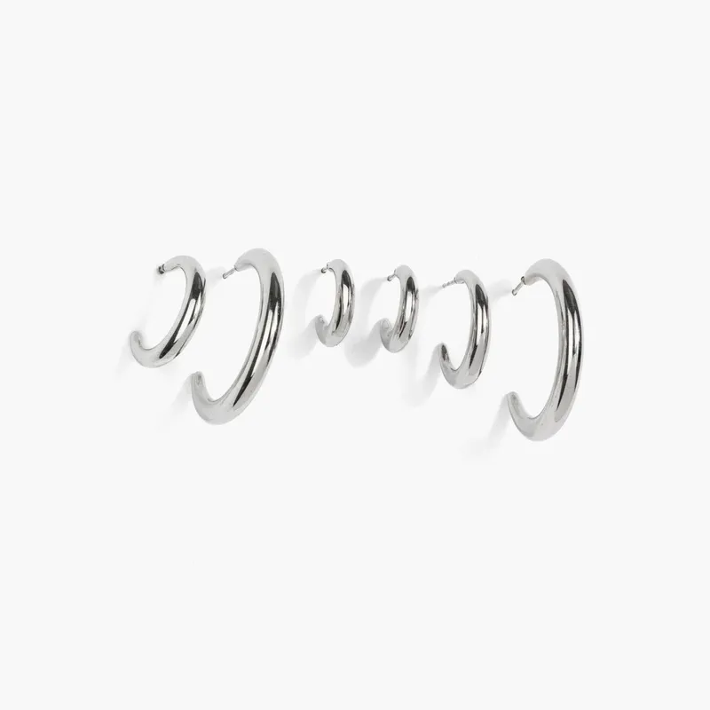 LOUNGE - Set Aros Mujer Argollas Acero Inoxidable