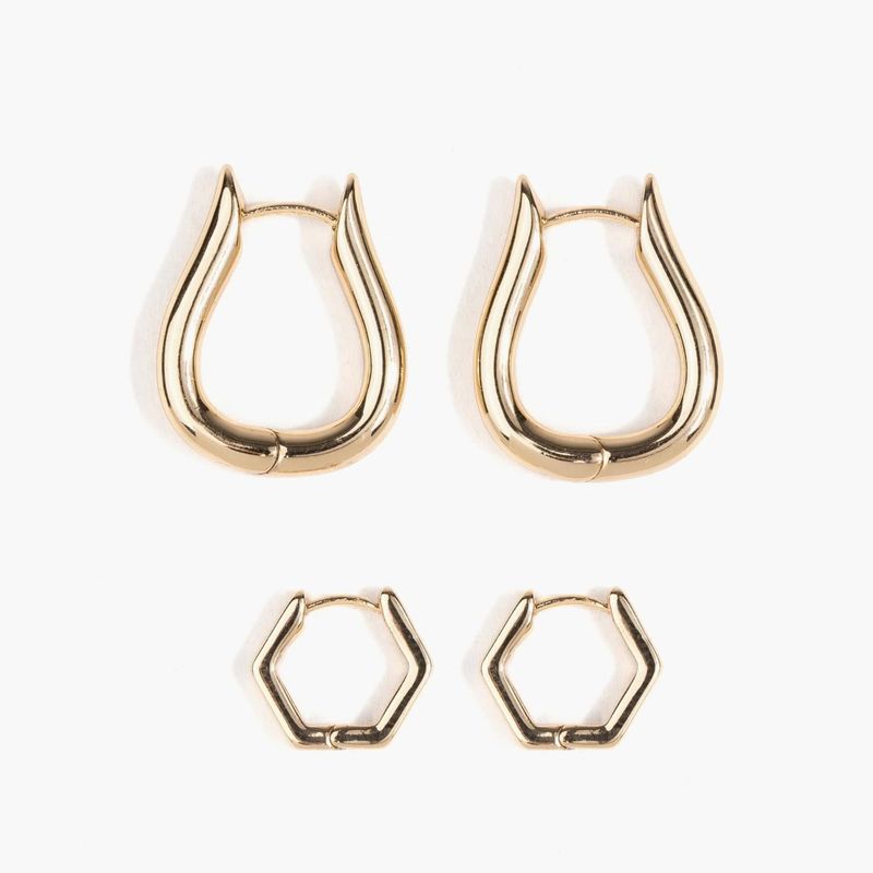 LOUNGE - Set Aros Mujer Argollas Geométricas