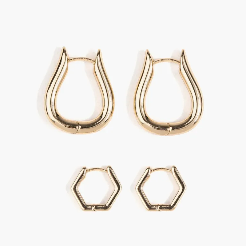 LOUNGE - Set Aros Mujer Argollas Geométricas