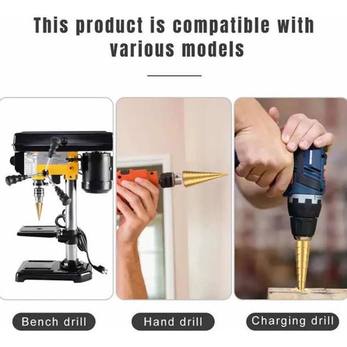 GENERICO - Set Brocas Cónicas de Paso ( 3-12mm ) / ( 4-12mm ) / ( 4-20mm )  Hss