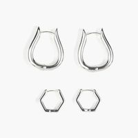 Set Aros Mujer Argollas Geométricas