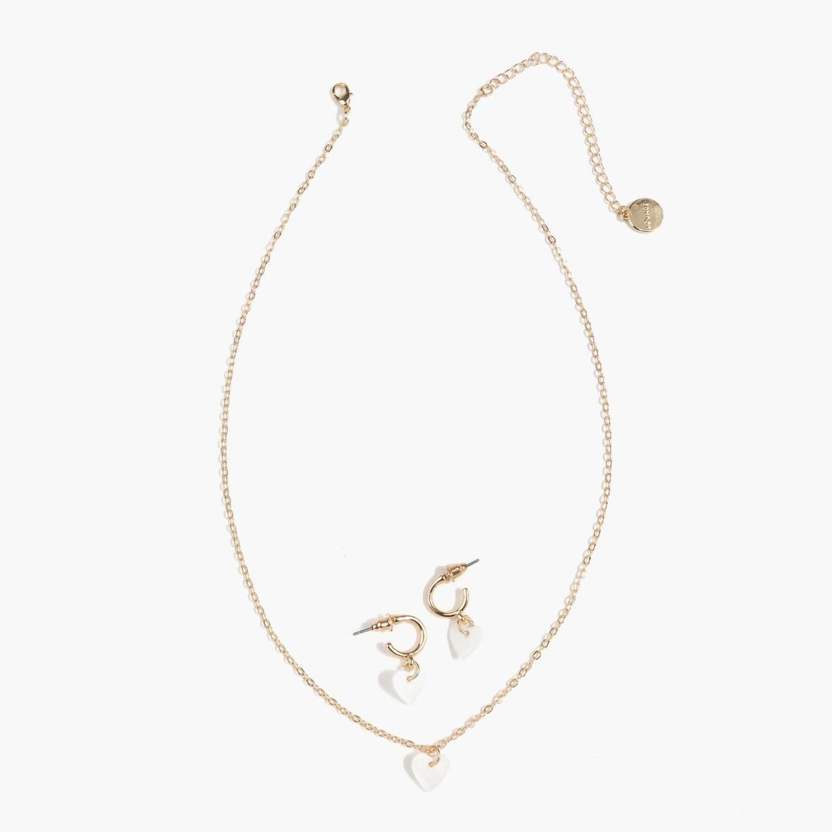LOUNGE - Set Collar Y Aros Mujer Corazón Blanco