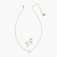 LOUNGE - Set Collar Y Aros Mujer Corazón Blanco