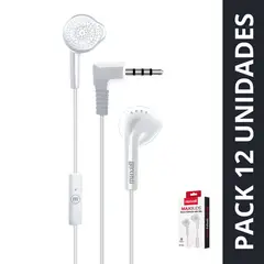 MAXELL - Pack 12 Audífonos Eb-mic Estéreo Con Microfono Blanco