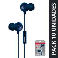 MAXELL - Pack 10 Audífonos In-bax Con Micrófono In Ear 3.5mm Azul