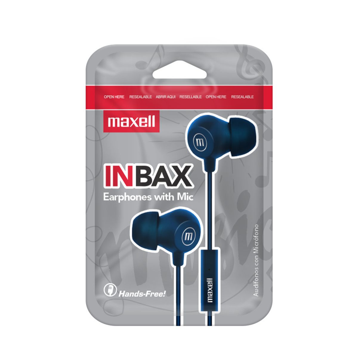 MAXELL - Pack 10 Audífonos Maxell In-bax Con Micrófono In Ear 3.5mm Azul