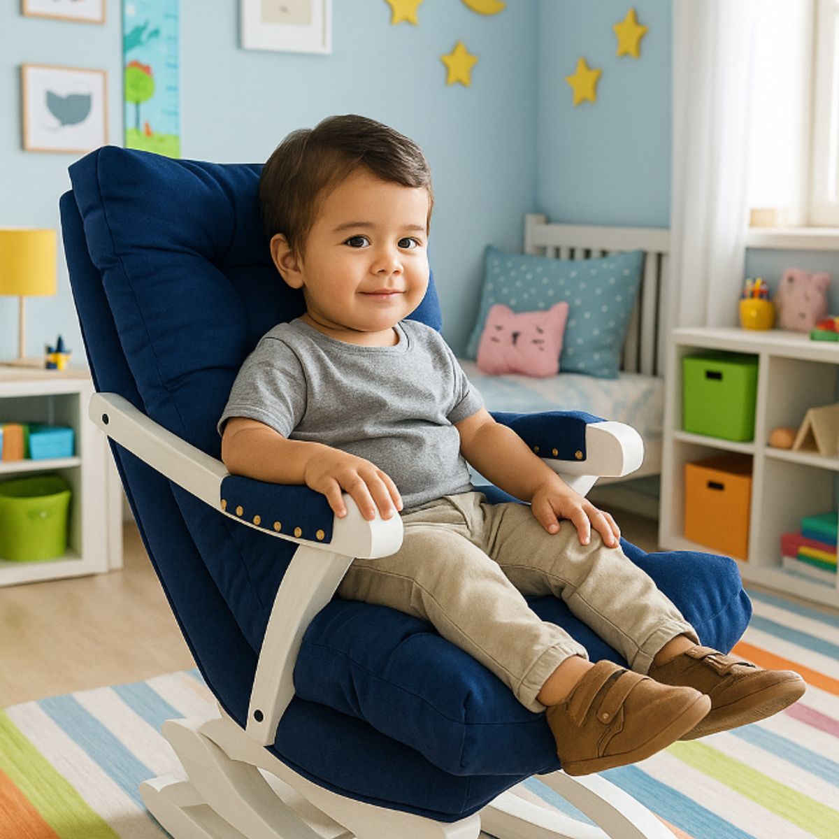 MUEBLES NEW - SILLA MECEDORA COQUETTE DE NIÑO.