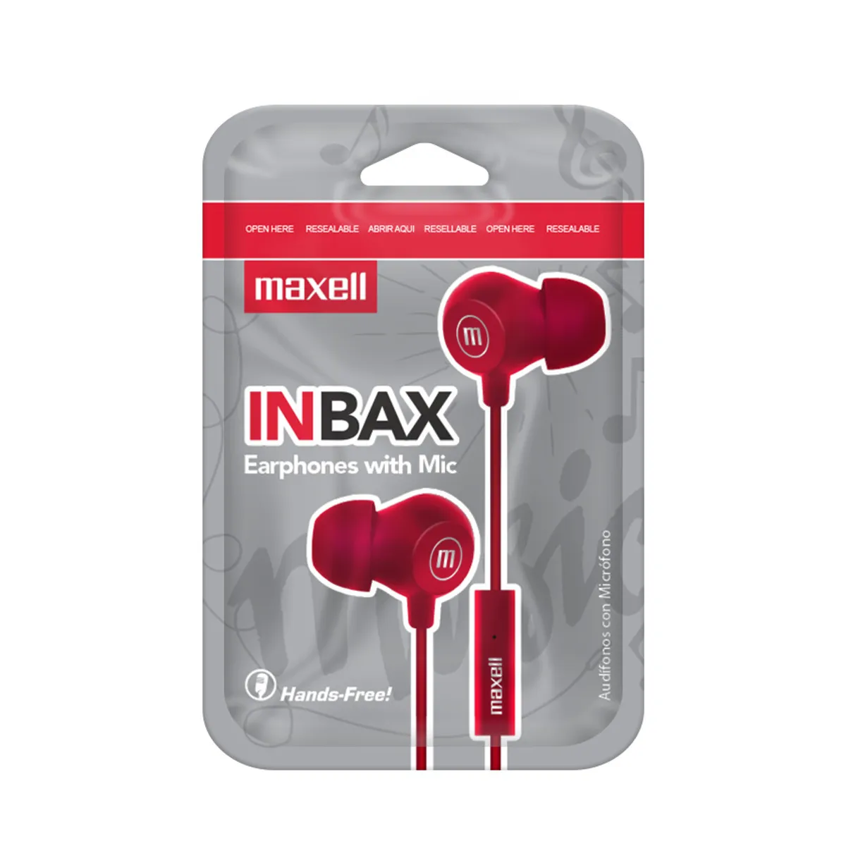 MAXELL - Pack 10 Audífonos Maxell In-bax Con Micrófono In Ear 3.5mm Rojo