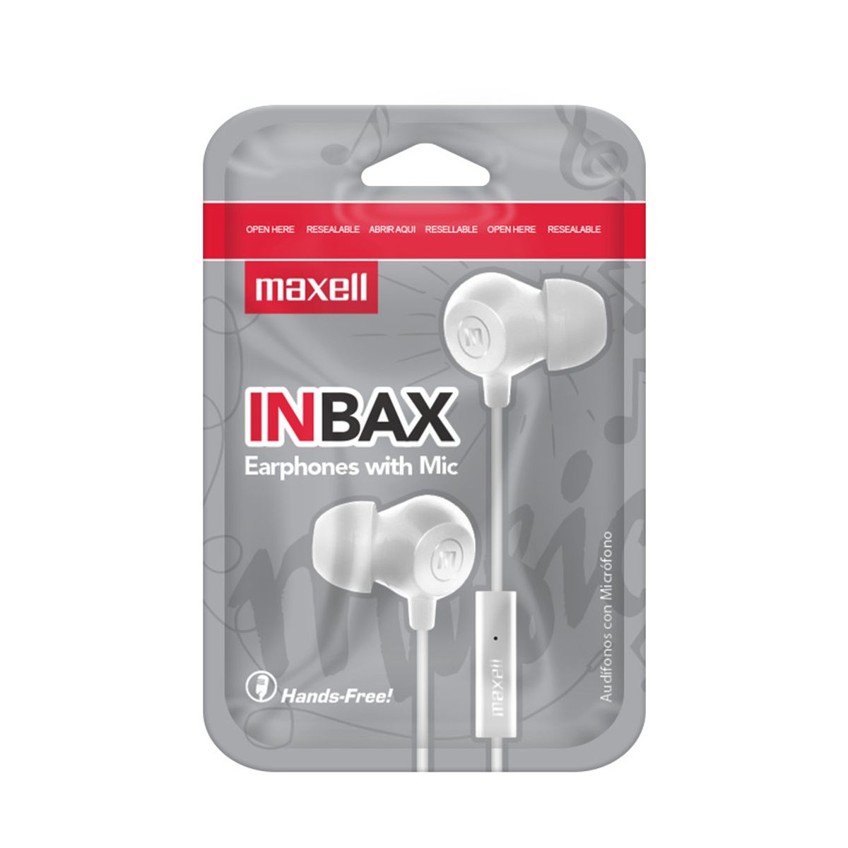 MAXELL - Pack 10 Audífonos Maxell In-bax Con Micrófono In Ear 3.5mm Blanco