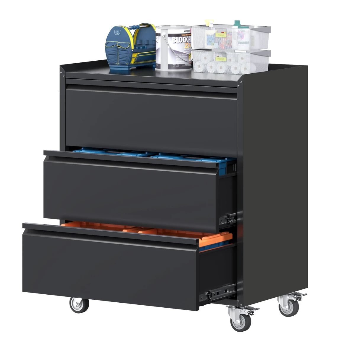 Gabinete Metálico Bajo con ruedas 3 cajones - Linea Black TC-10, marca GENERICO - Foto 2