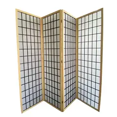 GENERICO - Biombo Separador de Ambientes Japones con Papel Shojji De 4 Paneles