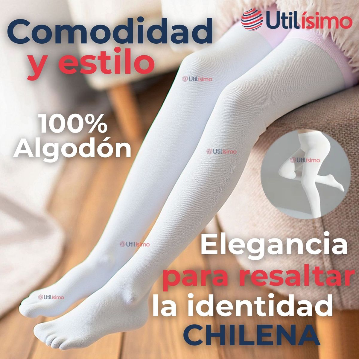UTILISIMO - Pack 3 Ballerina Panty Primera Capa Niña Fiestas Patrias Blancas