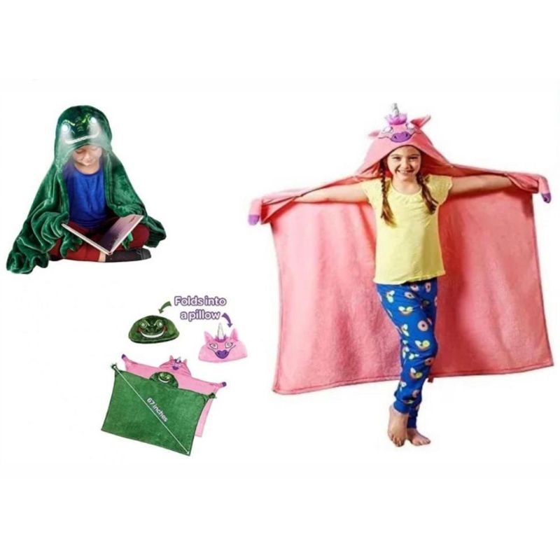 GENERICO - Manta Infantil De Polar Con Capucha Ojos Luminosos Color Rosada