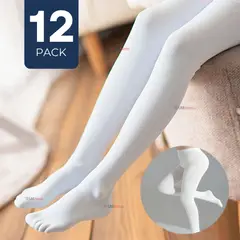 UTILISIMO - Pack 12 Ballerina Panty Primera Capa Niña Fiestas Patrias Blancas