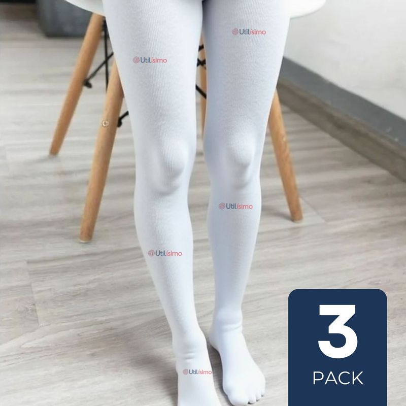 UTILISIMO - Pack 3 Ballerina Panty Primera Capa Blancas Niña Fiestas Patrias