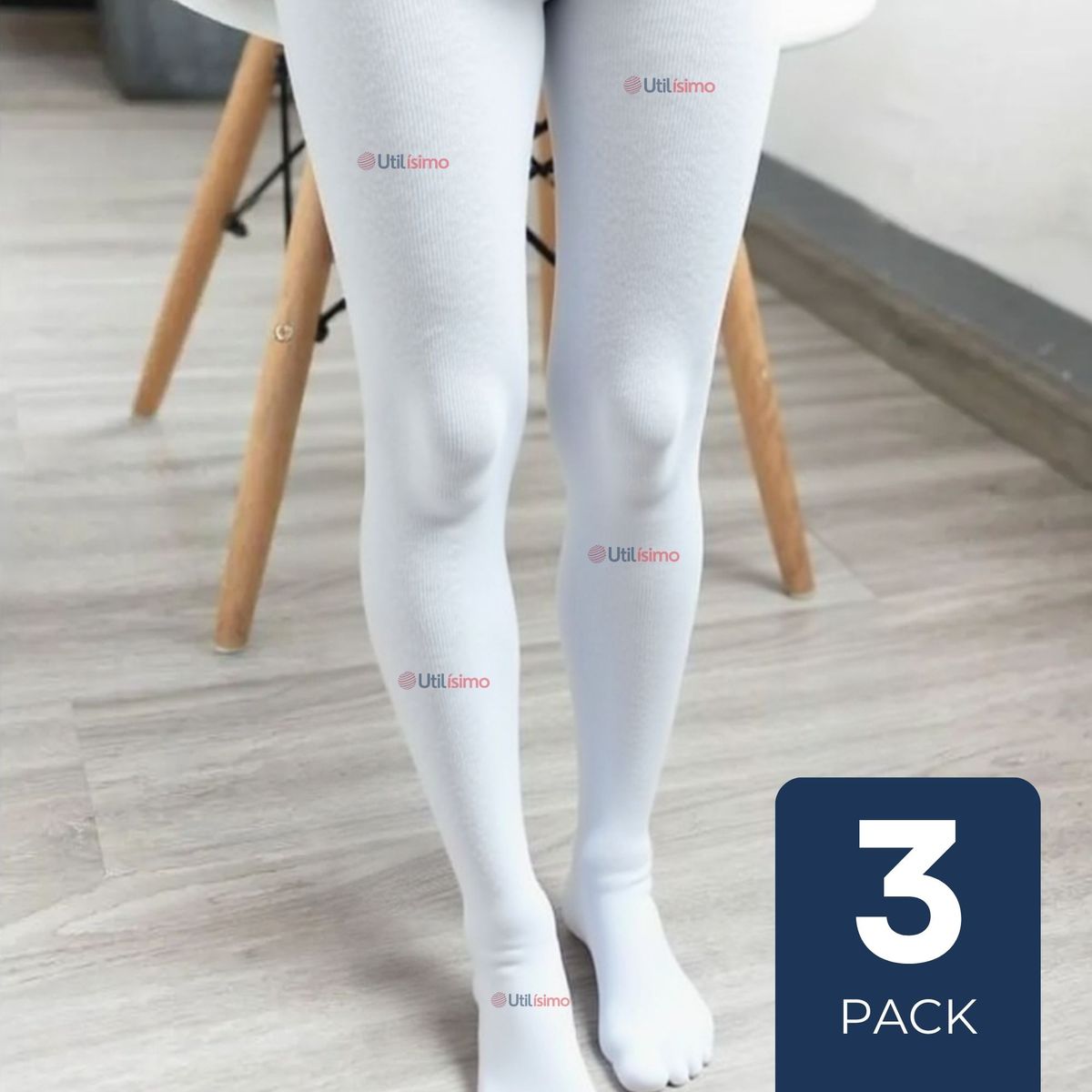 UTILISIMO - Pack 3 Ballerina Panty Primera Capa Blancas Niña Fiestas Patrias