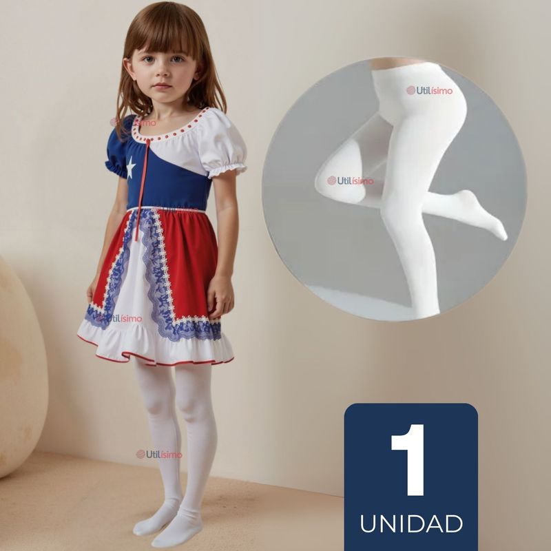 UTILISIMO - Ballerina Panty Primera Capa Blancas Niña Fiestas Patrias