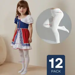 UTILISIMO - Pack 12 Ballerina Panty Primera Capa Blancas Niña Fiestas Patrias