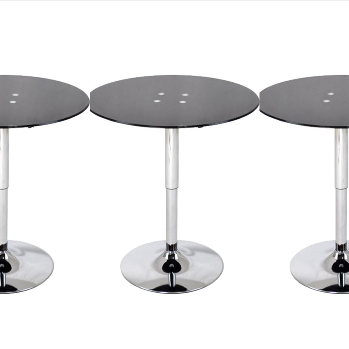 ARTIHOGAR - Set 3 Mesas de Bar Vidrio Templado Negro Regulable  60 CM Diámetro