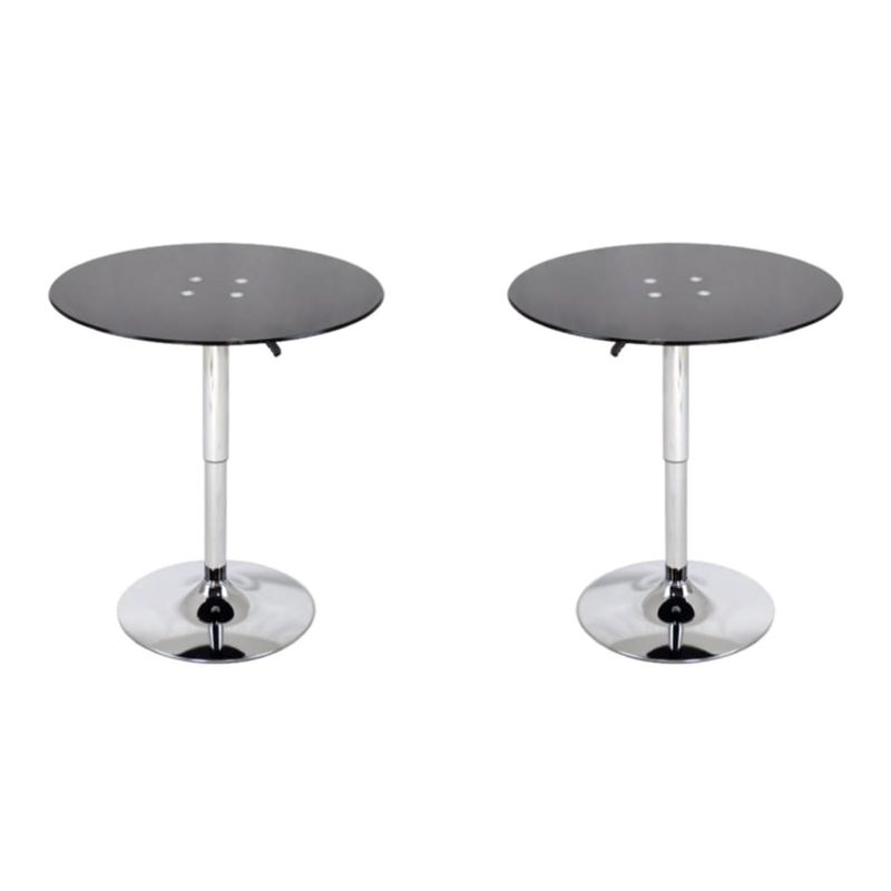 ARTIHOGAR - Pack 2 Mesas Bar Altura Regulable Vidrio Templado Negro 60 Cm D