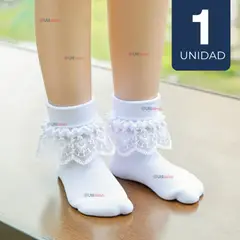 UTILISIMO - Calcetines Con Vuelo Blanco Niña Algodón Fiestas Patrias