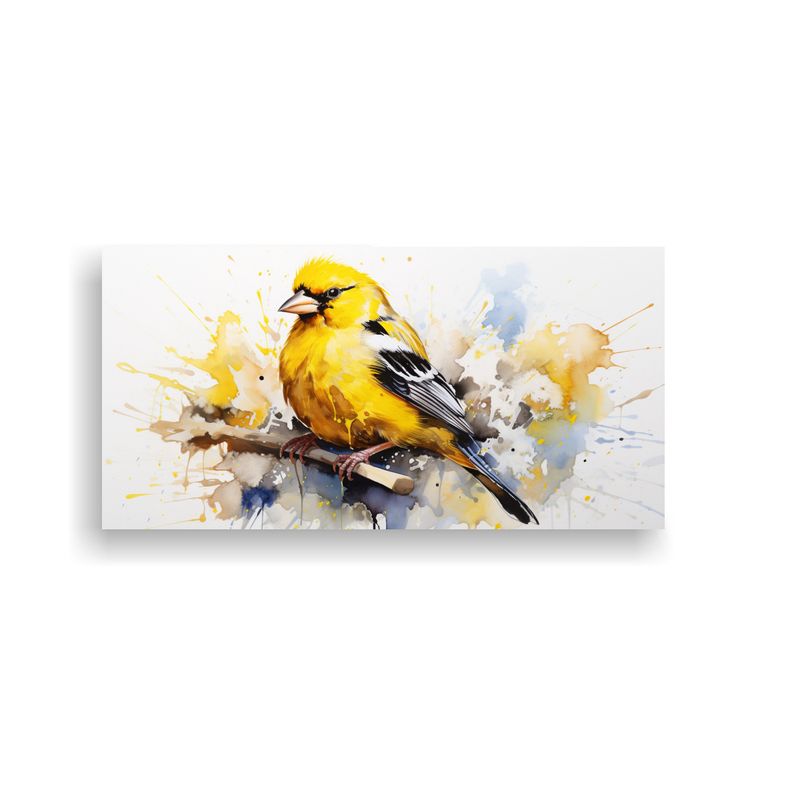 GENERICO - Lienzo De Tela Finch En Amarillo Y Oro Arte Pop 100x50 Cm