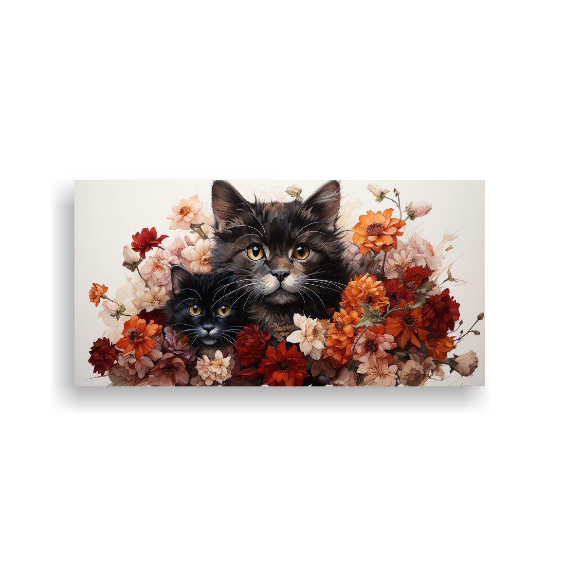 GENERICO - Cuadro Abstracto Arte Gráfico Pila De Gatos 60x30 Cm