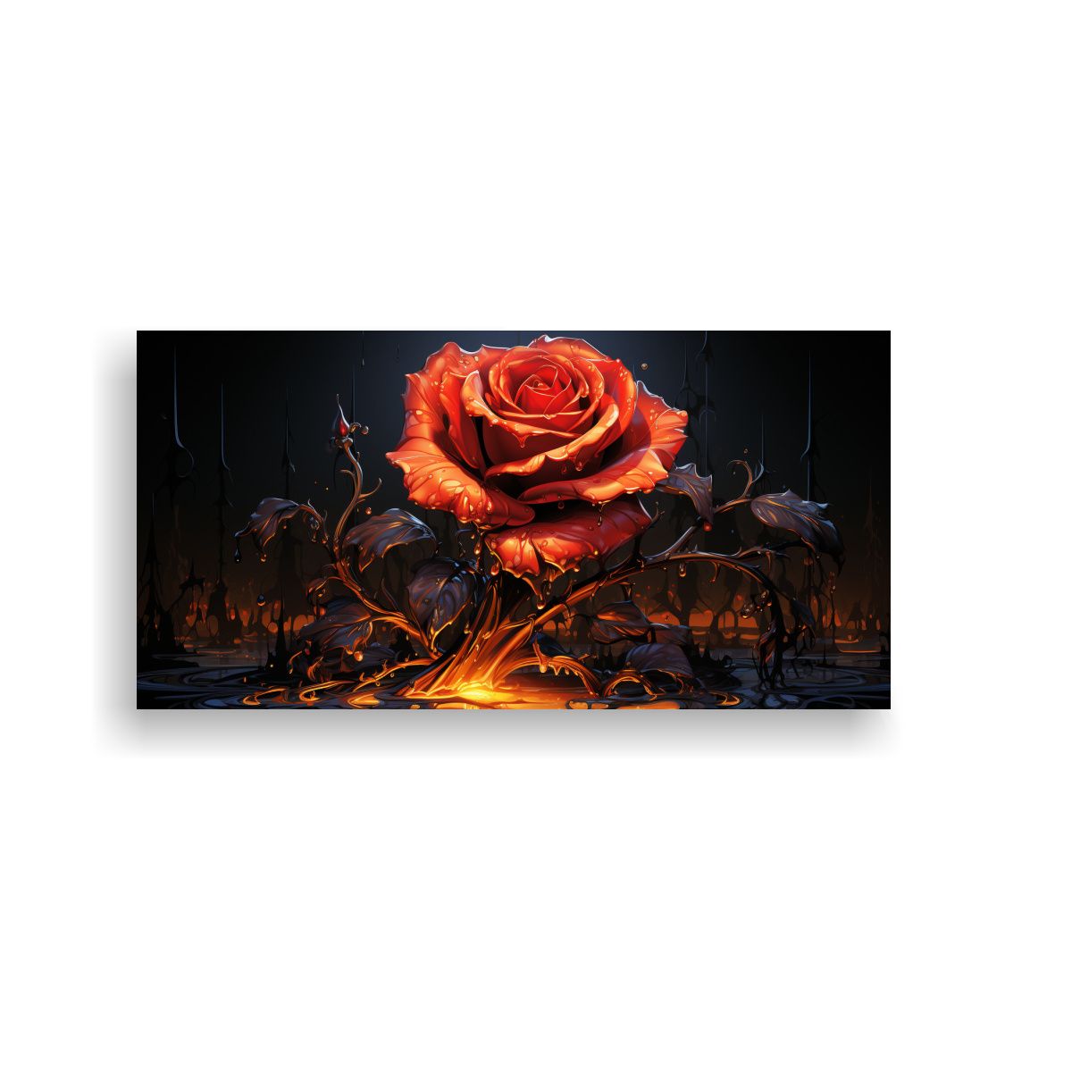 GENERICO - Cuadro Hermoso De Rosa Derretida En Estilo Plano 100x50 Cm