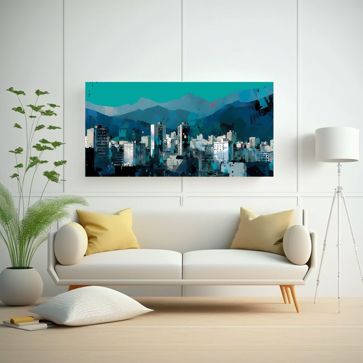 GENERICO - Lienzo Tela Moderno Figuras Santiago Chile 80x40 Cm