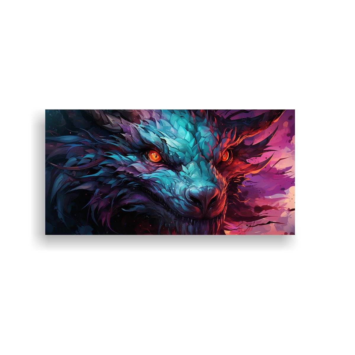 GENERICO - Pintura En Bastidor Horizontal Con Dragón En 60x30 Cm