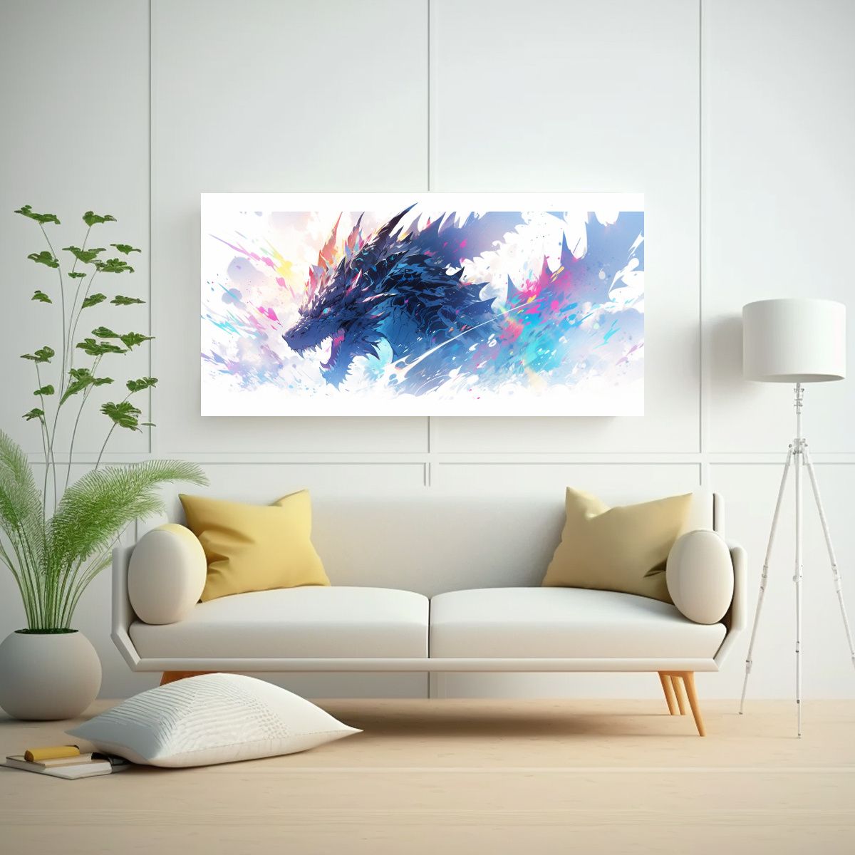 GENERICO - Pintura Abstracta Majestuosa De Un Dragón En 100x50 Cm