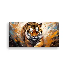 GENERICO - Cuadro Calidos Clasico Tigre En Tonos Marrón Y 60x30 Cm