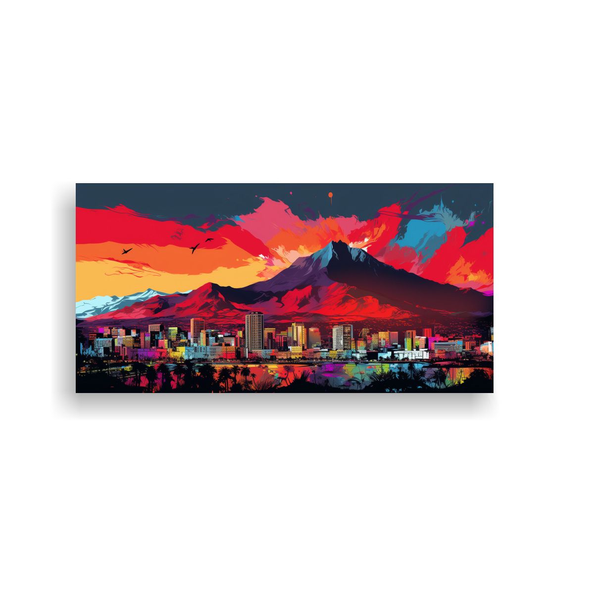 GENERICO - Lienzo Cuadro Santiago City Chile En Colores 60x30 Cm