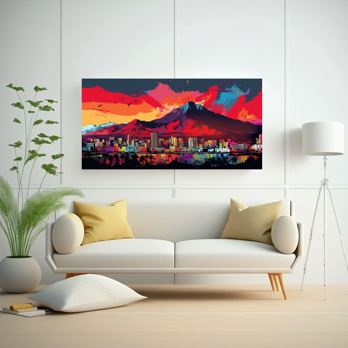 GENERICO - Lienzo Cuadro Santiago City Chile En Colores 60x30 Cm