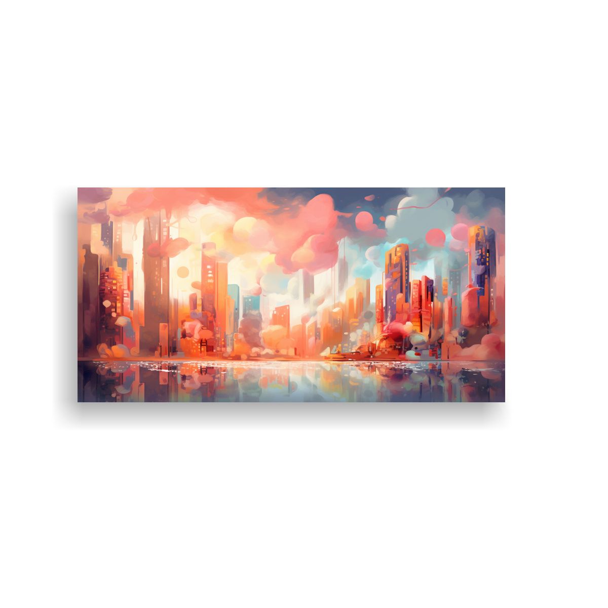GENERICO - Cuadro Abstracto Ciudad Imaginaria Perspectiva 100x50 Cm.