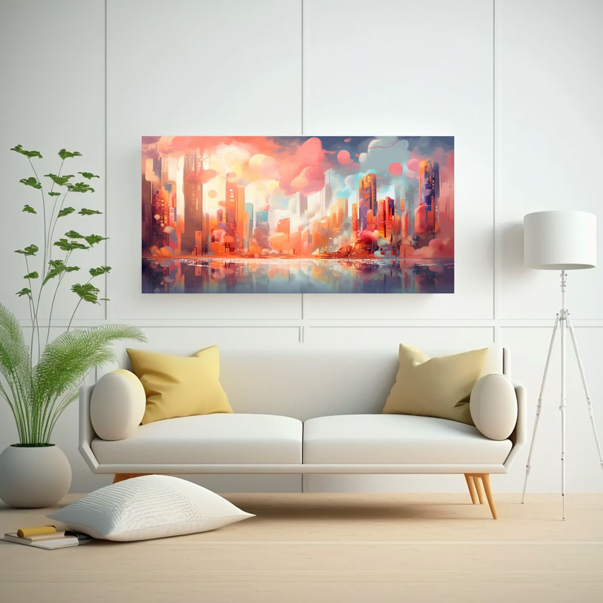 GENERICO - Cuadro Abstracto Ciudad Imaginaria Perspectiva 100x50 Cm.