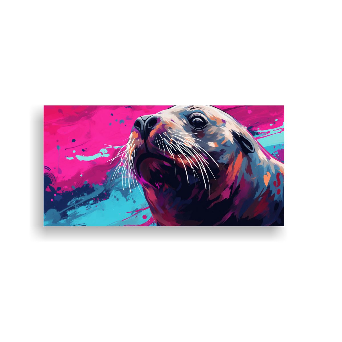 GENERICO - Pintura Urbana Horizontal León Marino En Fucsia 100x50 Cm