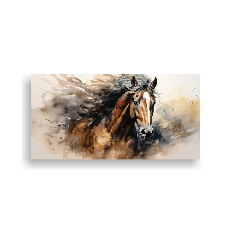 GENERICO - Pintura Acuarela Caballo Andaluz Tela Canvas 60x30 Cm