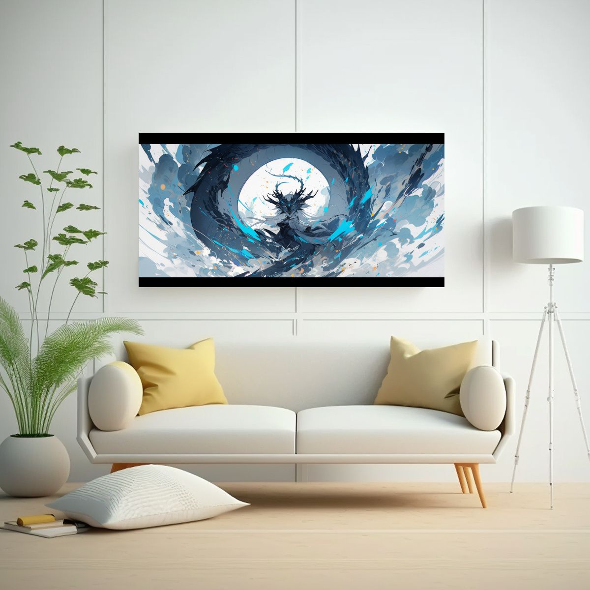 GENERICO - Pintura De Lienzo Para Cocina Dragón En Negro Y 60x30 Cm