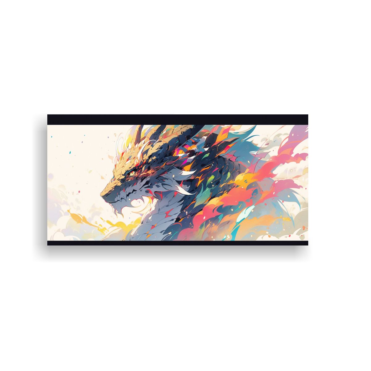 GENERICO - Pintura Decorativa De Dragón En Tonos Arcoíris 80x40 Cm