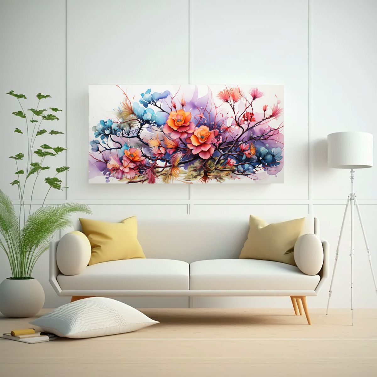 GENERICO - Cuadro Composición Comedor Un Pino En Acuarelas 100x50 Cm