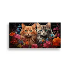 GENERICO - Cuadros De Gatos Adorables En Ventana De Vitral 100x50 Cm