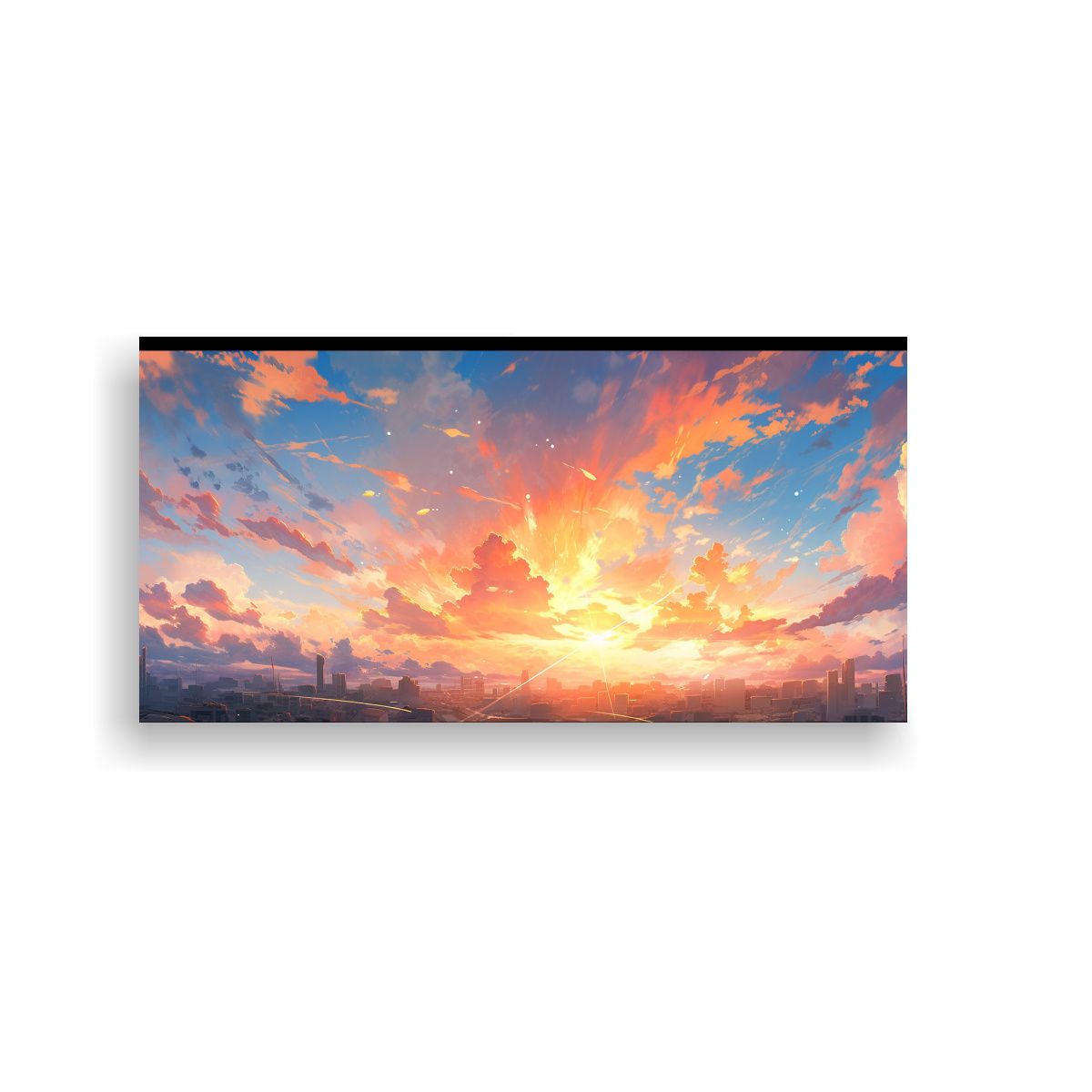 GENERICO - Cuadro Abstracto Amanecer Con Colores Blancos 80x40 Cm