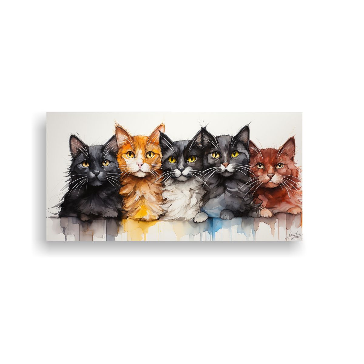 GENERICO - Pinturas De Pared Con Gatos En Una Pila Mirando 60x30 Cm