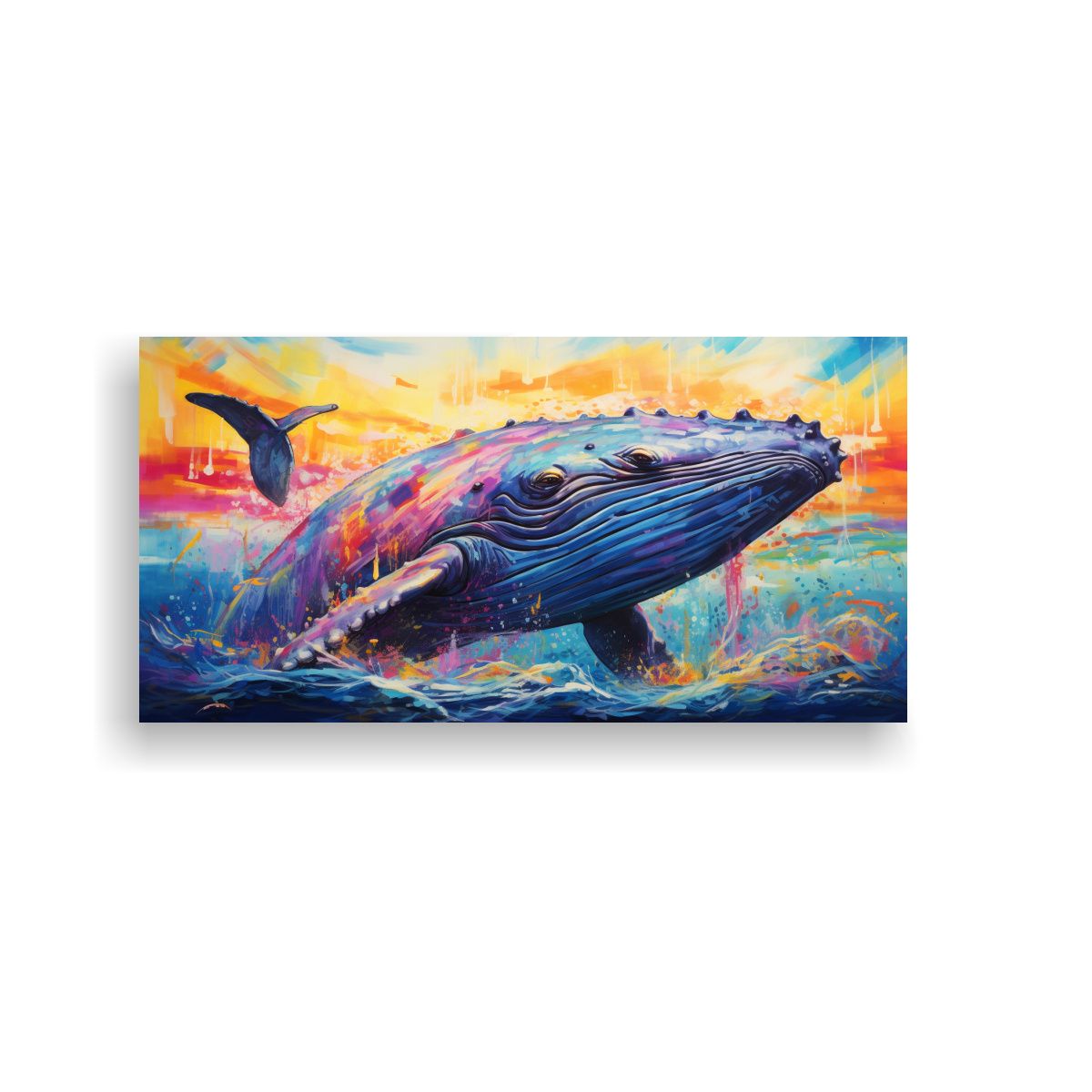 GENERICO - Lienzo Vanguardia Ballena Jorobada Pintura Al 80x40 Cm