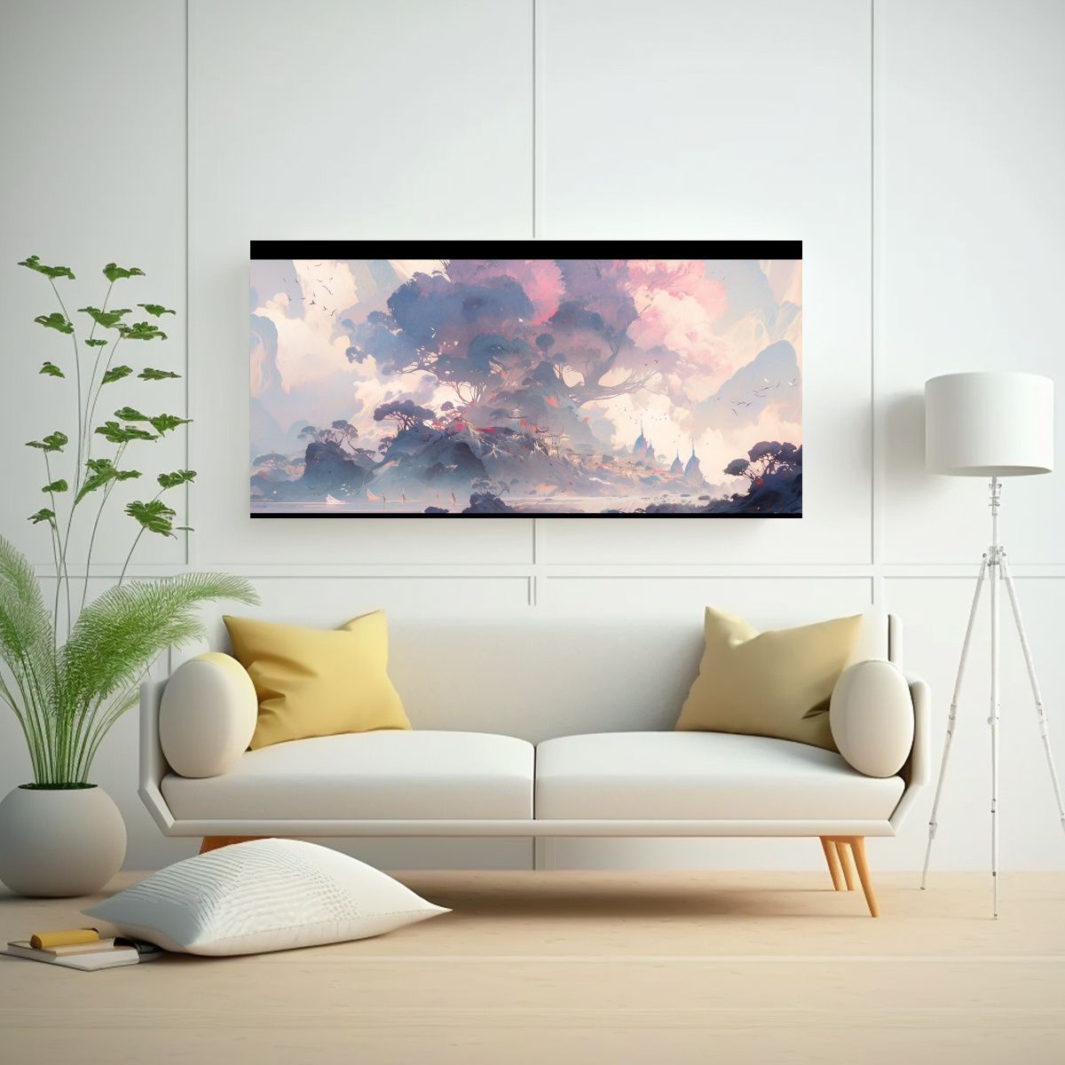 GENERICO - Cuadro Abstracto Paisaje Majestuoso Con Colores 60x30 Cm