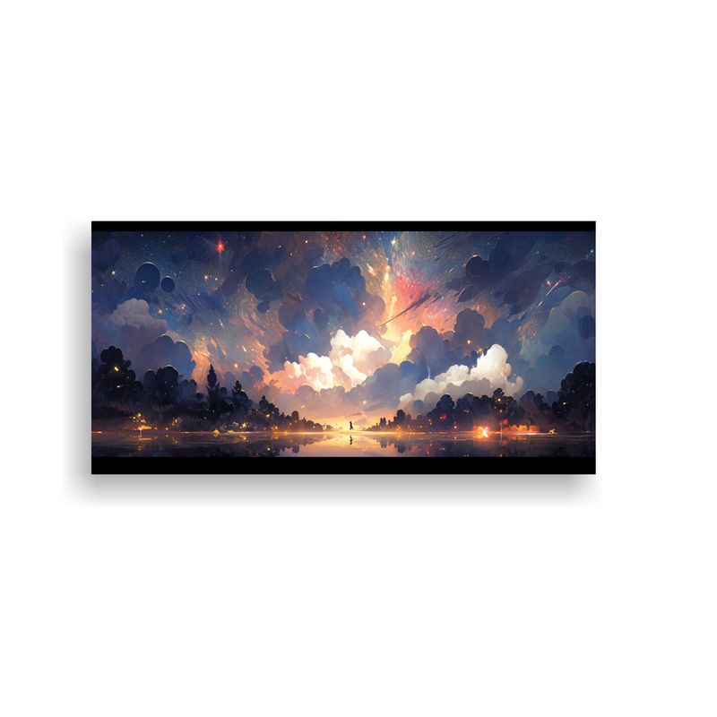 GENERICO - Pintura Abstracta De Noche Con Colores Del 100x50 Cm