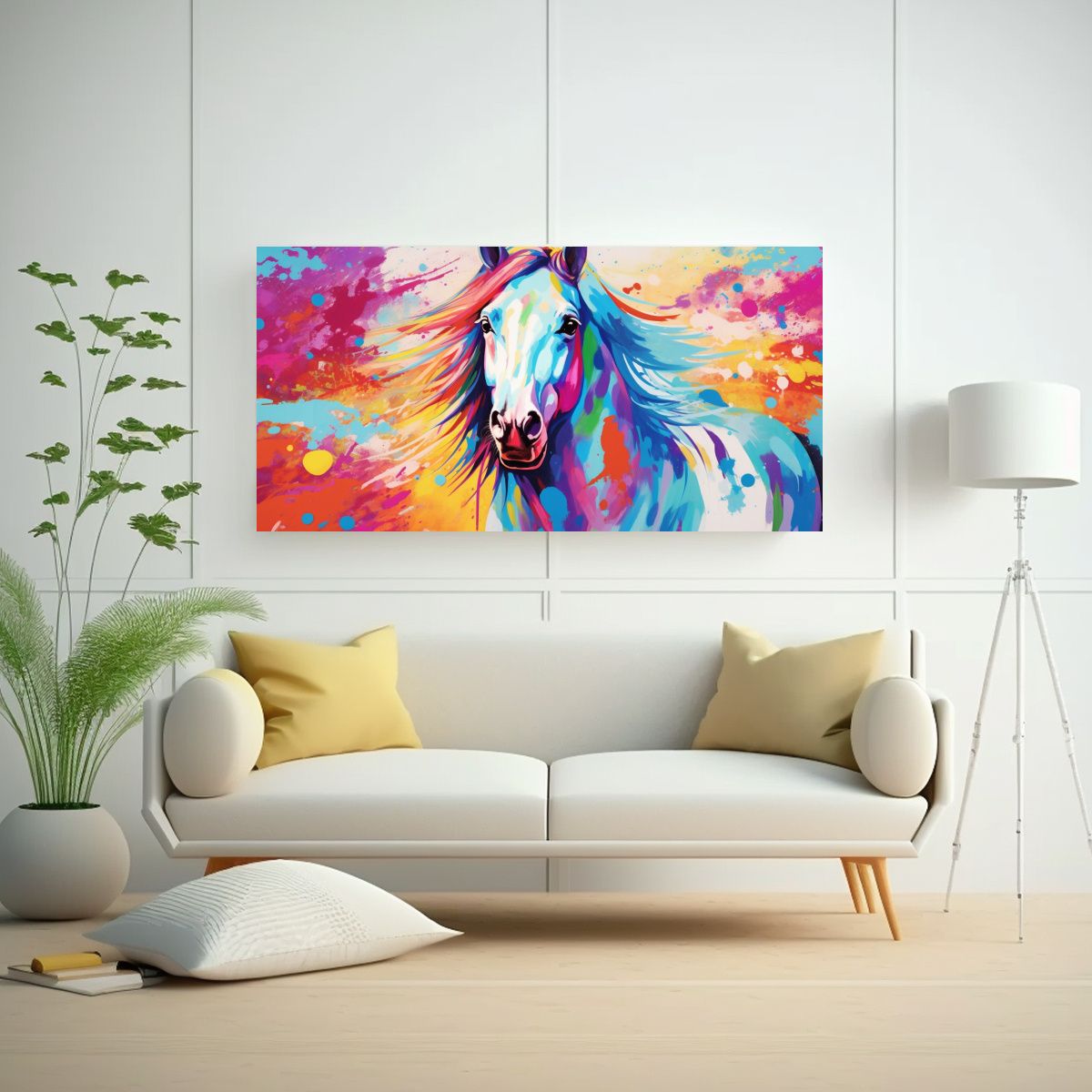 GENERICO - Cuadro Moderno Protagonismo Caballo Quarter Horse 60x30 Cm